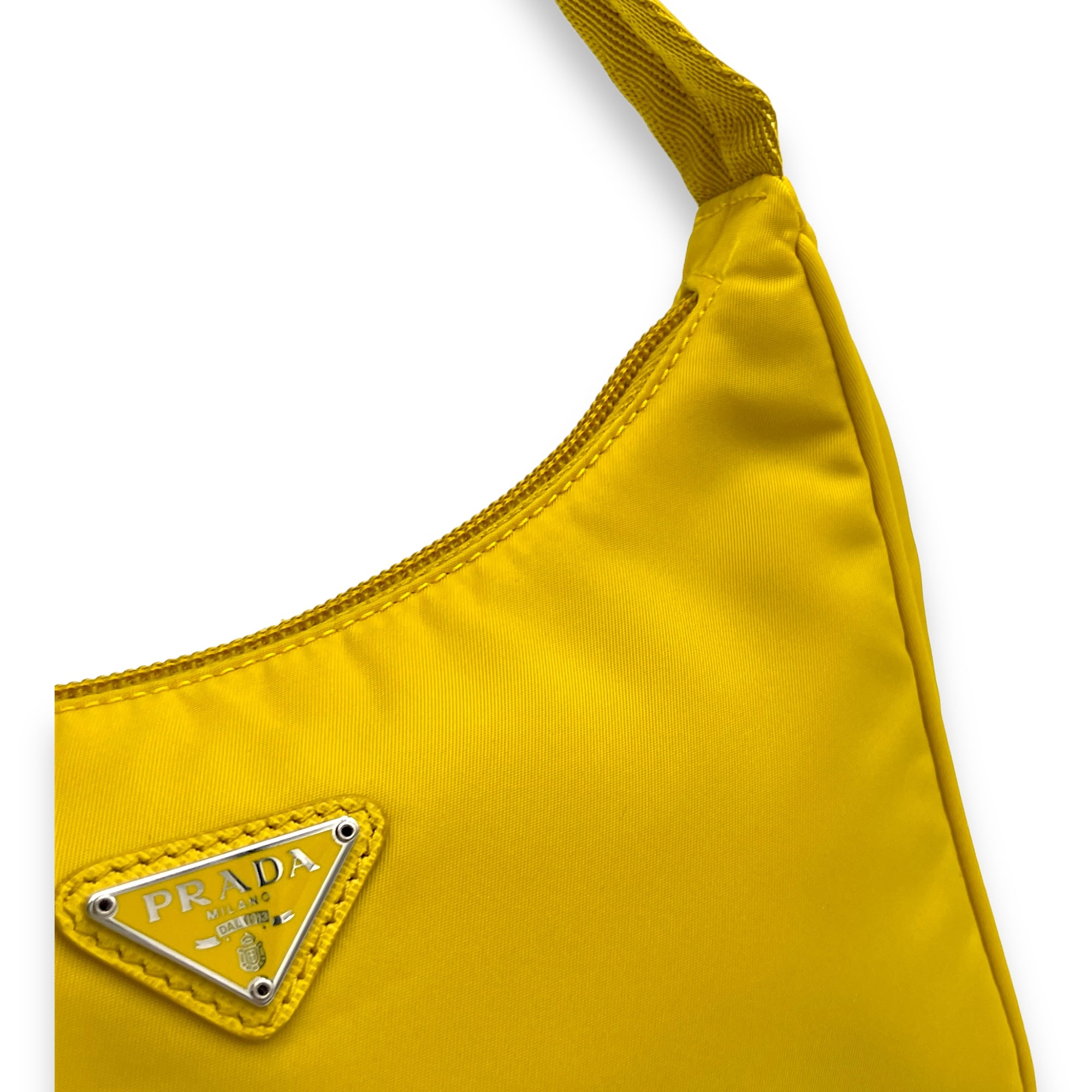 Re-Edition 2000 Yellow Shoulder Bag in Re-Nylon, Silver hardware - Image 9