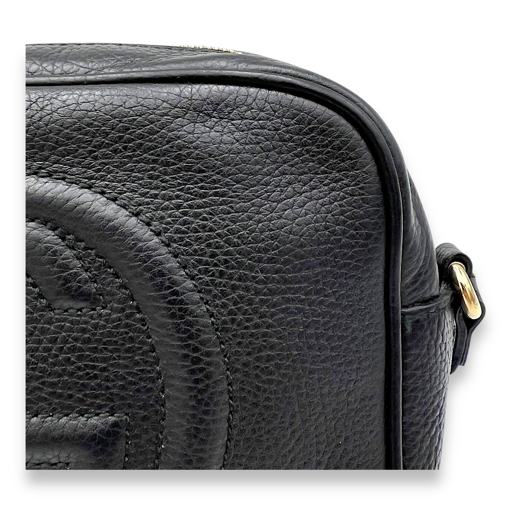 Soho Black Crossbody Bag in Calfskin, Gold hardware - Image 9