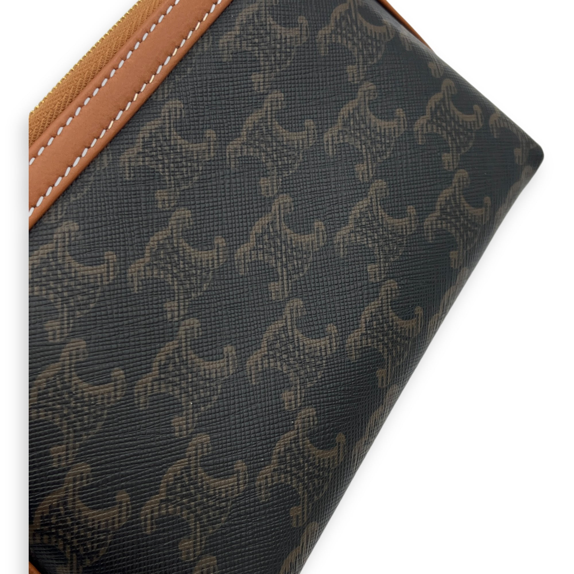 Triomphe Clutch On Chain Shoulder Bag Brown in Coated Canvas, Gold hardware - Image 8