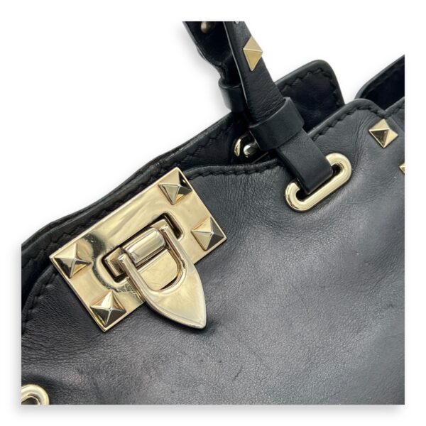 Rockstud Top handle bag in Calfskin, Silver Hardware - Image 9