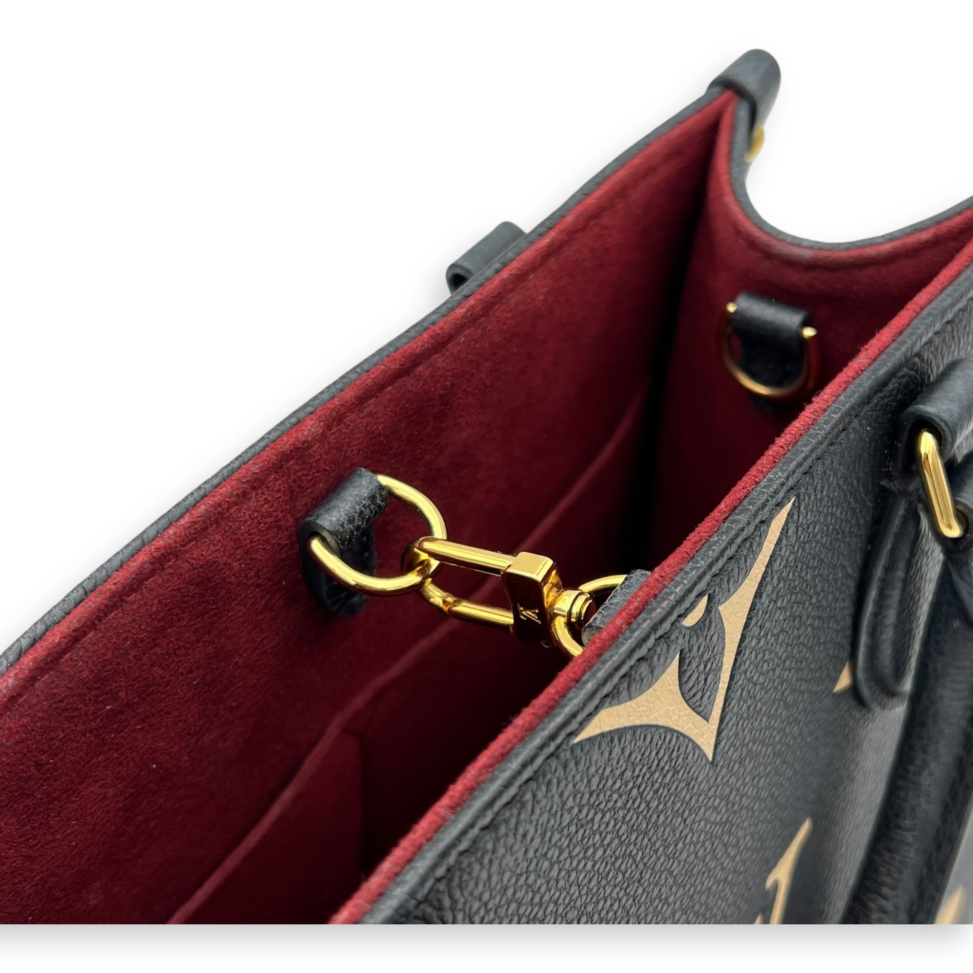OnTheGo PM Black Top Handle Bag in Monogram Empreinte Leather, Gold hardware - Image 9