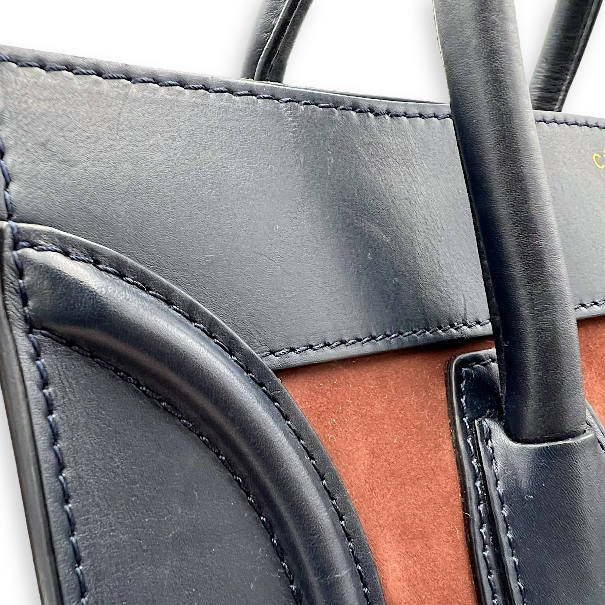 Luggage Mini Multi-colour Top Handle Bag in Suede Leather, Gold hardware - Image 9