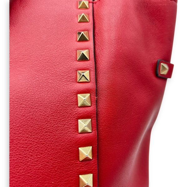 Rockstud Top Handle Bag Red in Calfskin, Gold hardware - Image 9