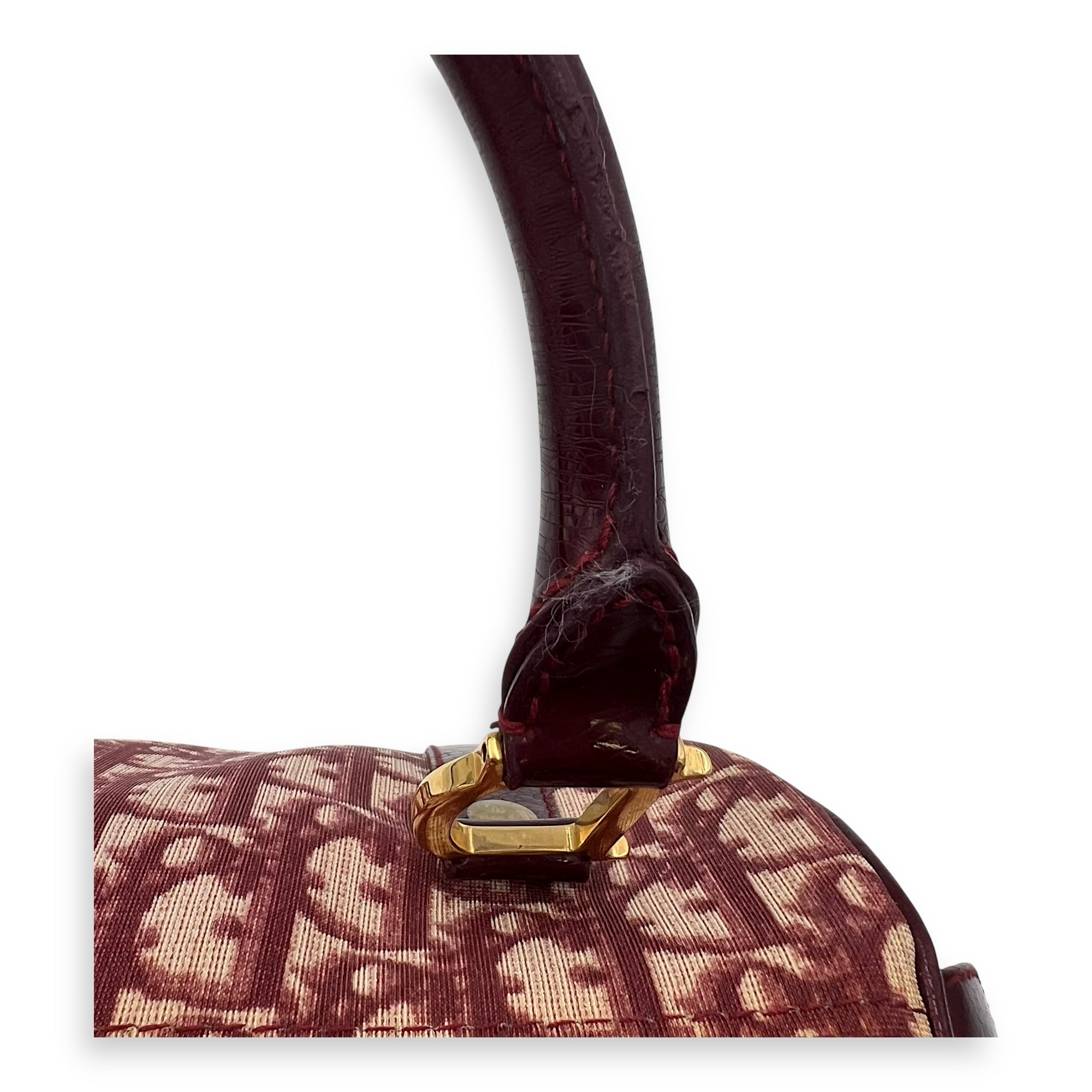 Vintage Trotter Boston Mini Red Top Handle Bag in Coated Canvas, Gold hardware - Image 8