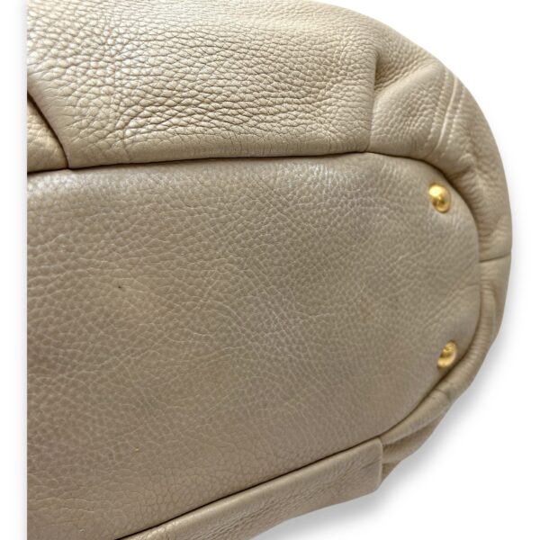 Logo Beige Top Handle Bag in Calfskin, Gold hardware - Image 10