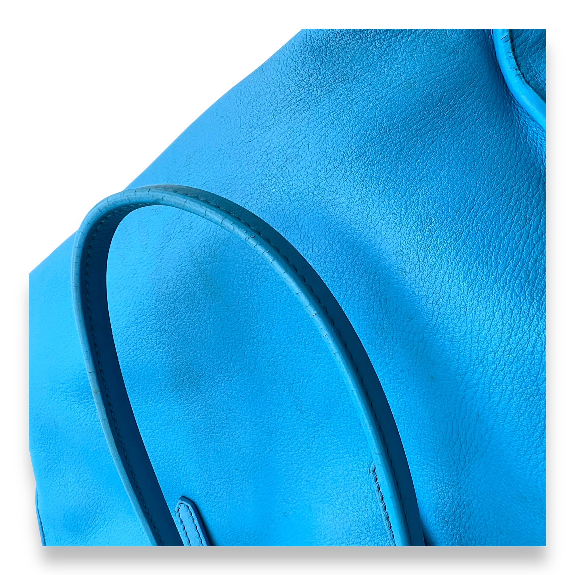 Papier Tote Bag Blue in Calfskin, Silver hardware - Image 12