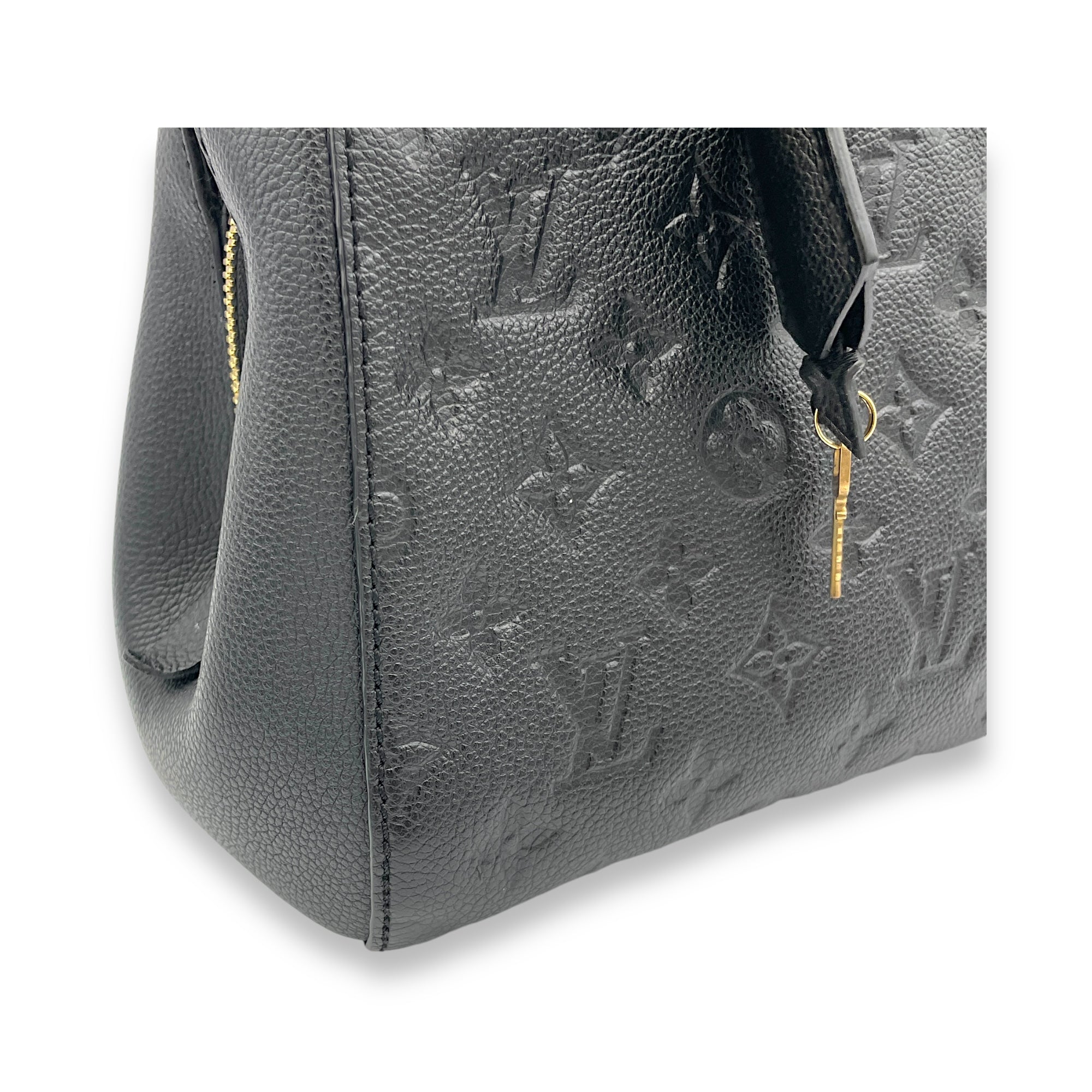 Montaigne Top Handle Bag Black in Empreinte Leather, Gold hardware - Image 10