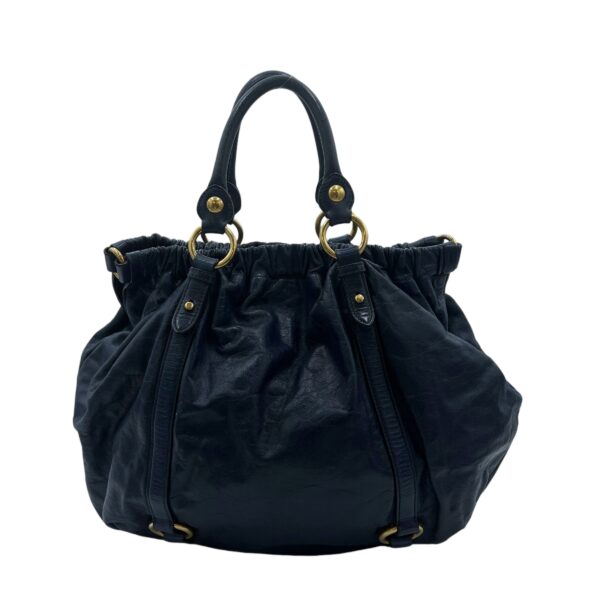 Vitello Lux Blue Top Handle Bag in Distressed Leather, Gold hardware - Image 4