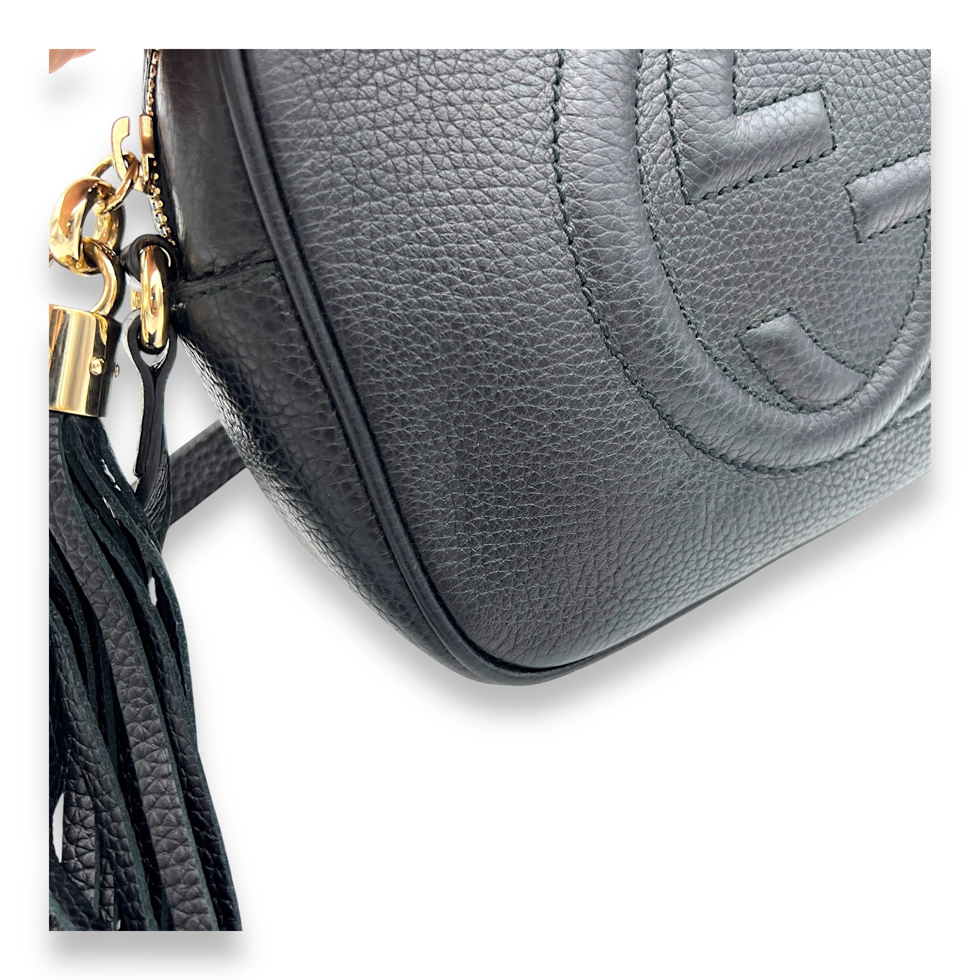 Soho Black Crossbody Bag in Calfskin, Gold hardware - Image 10