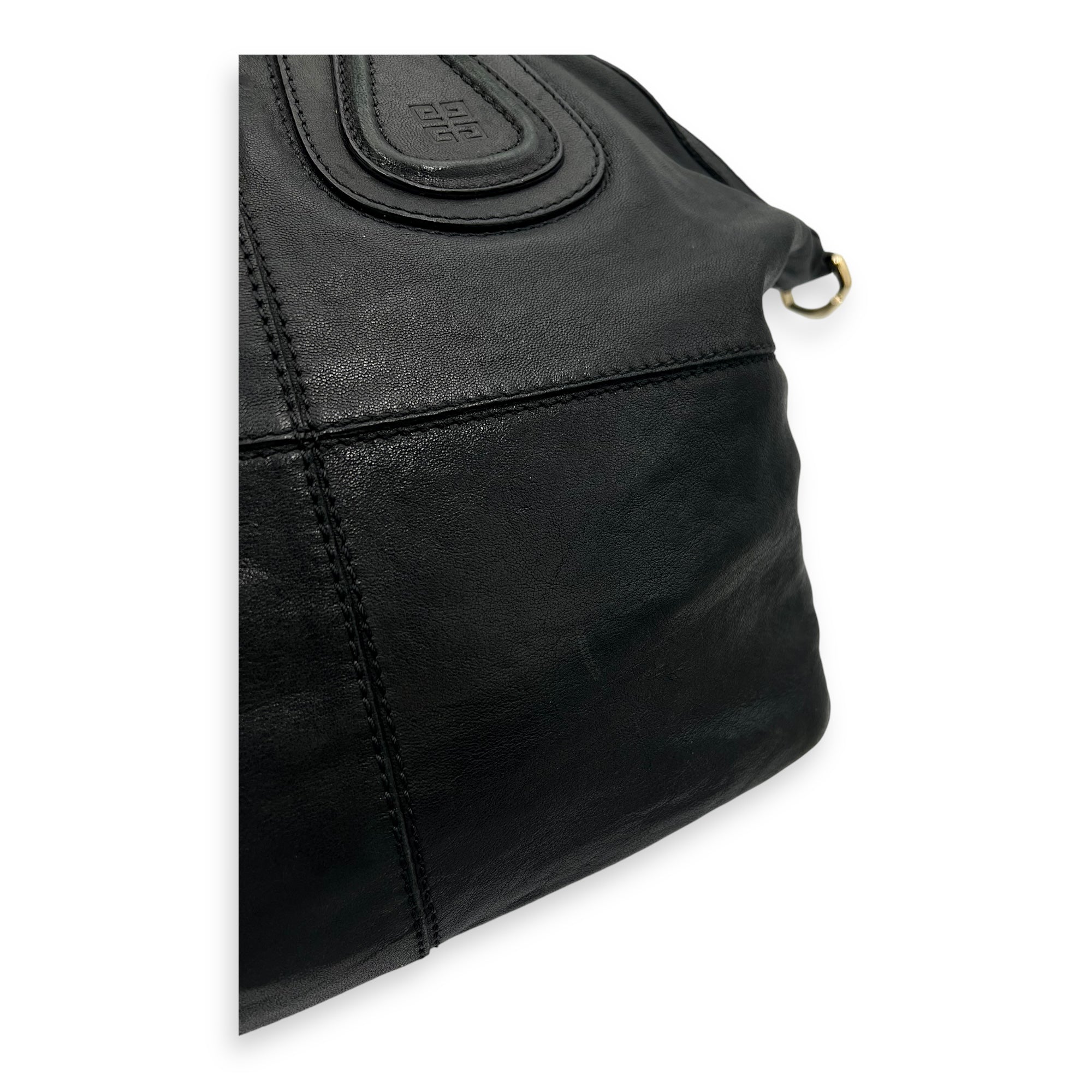Nightingale Black Top Handle Bag in Lambskin, Gold hardware - Image 10