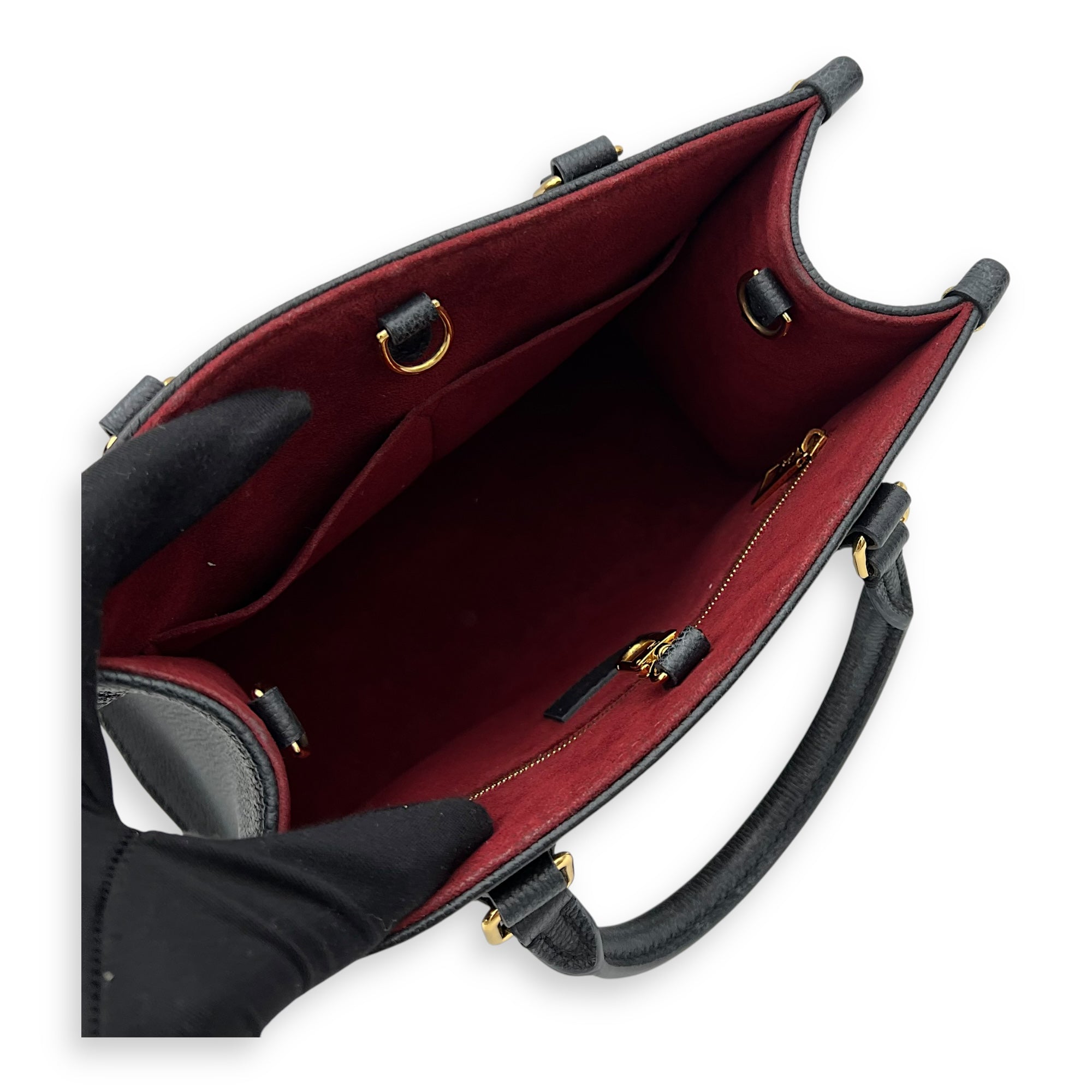 OnTheGo PM Black Top Handle Bag in Monogram Empreinte Leather, Gold hardware - Image 10