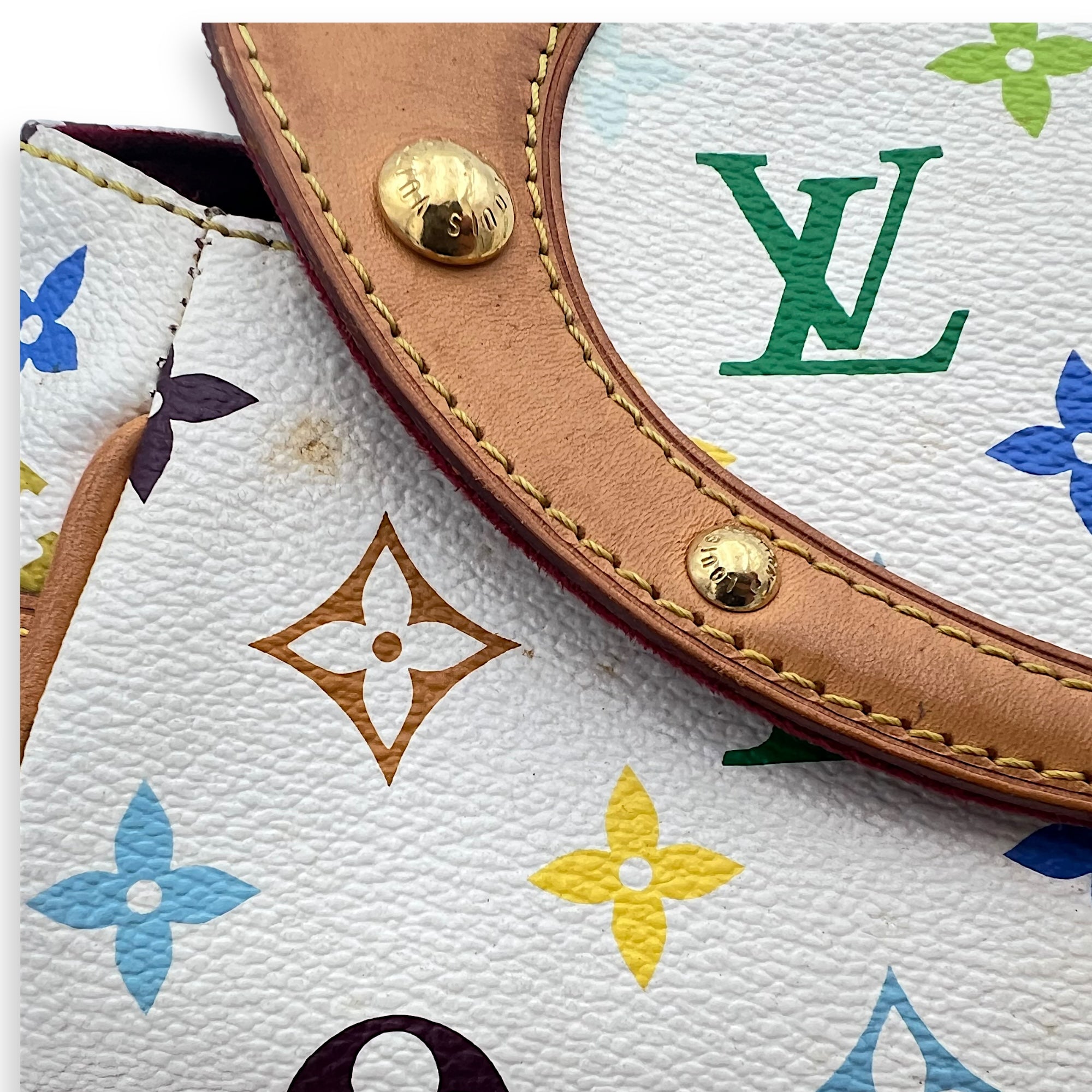 Takashi Murakami Beverly White Shoulder Bag in Coated Canvas, Gold hardware - Image 10