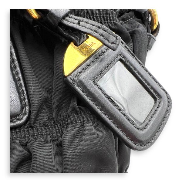 Gaufre Top Handle Bag Black in Nylon, Gold hardware - Image 10