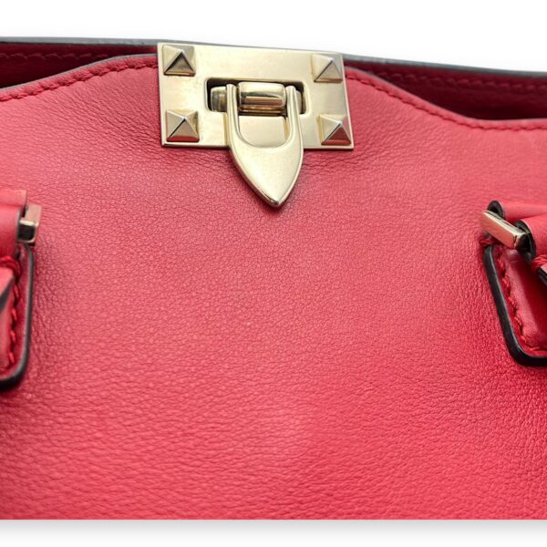 Rockstud Top Handle Bag Red in Calfskin, Gold hardware - Image 10