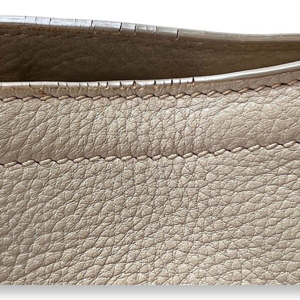 Logo Beige Top Handle Bag in Calfskin, Gold hardware - Image 11