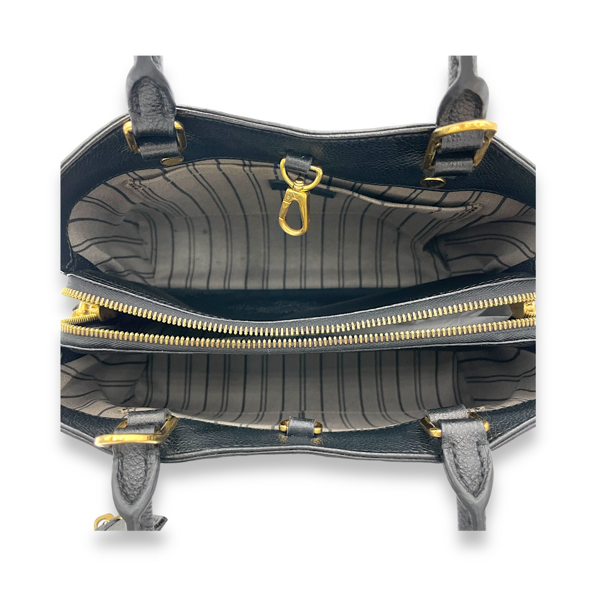 Montaigne Top Handle Bag Black in Empreinte Leather, Gold hardware - Image 11