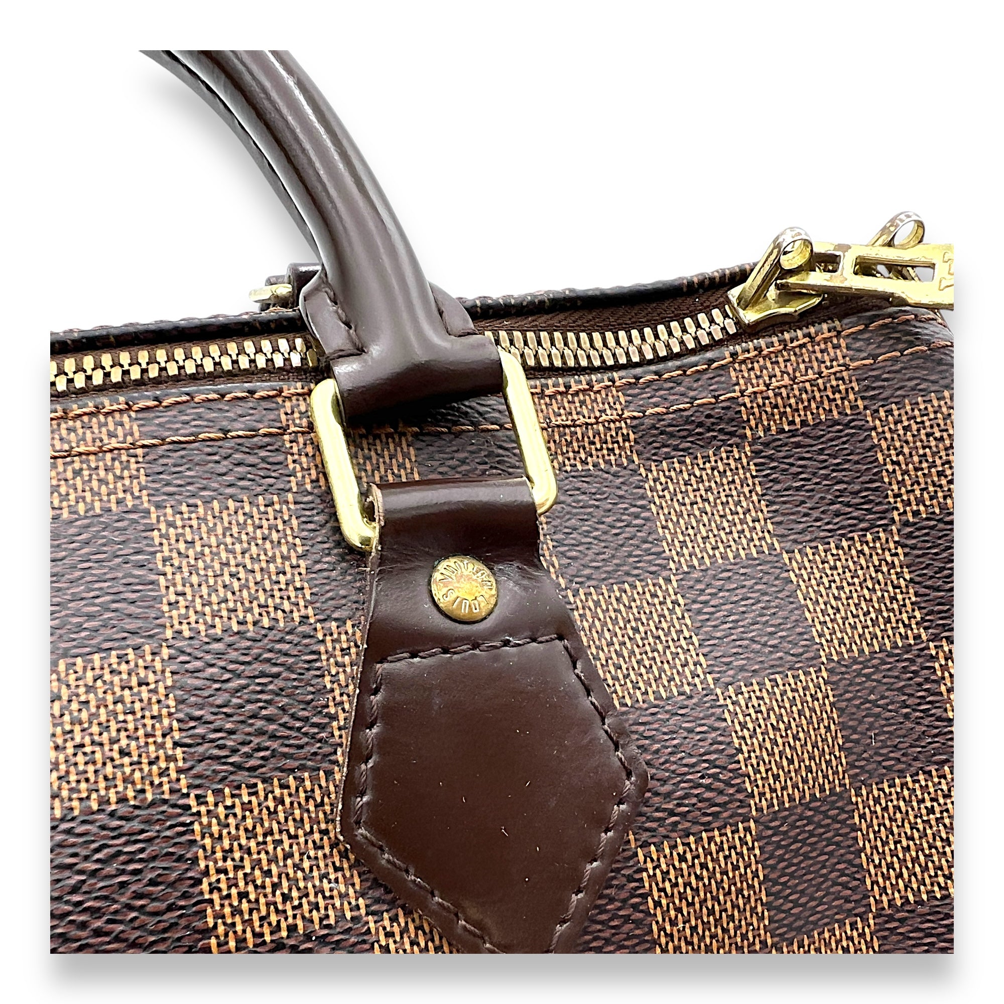 Speedy Bandouliere 30 Damier Ebene Top Handle Bag in Coated Canvas, Gold hardware - Image 11