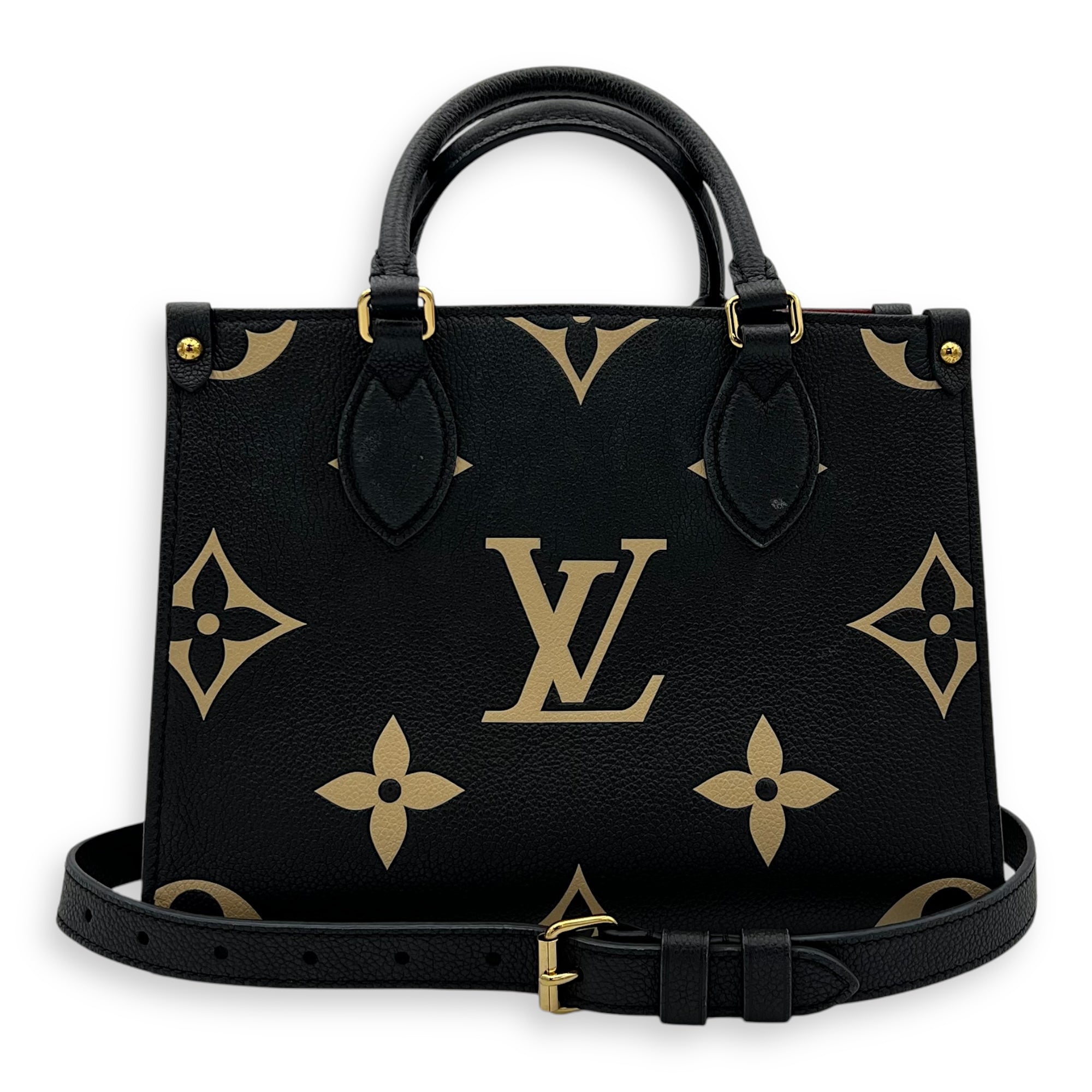 OnTheGo PM Black Top Handle Bag in Monogram Empreinte Leather, Gold hardware - Image 11