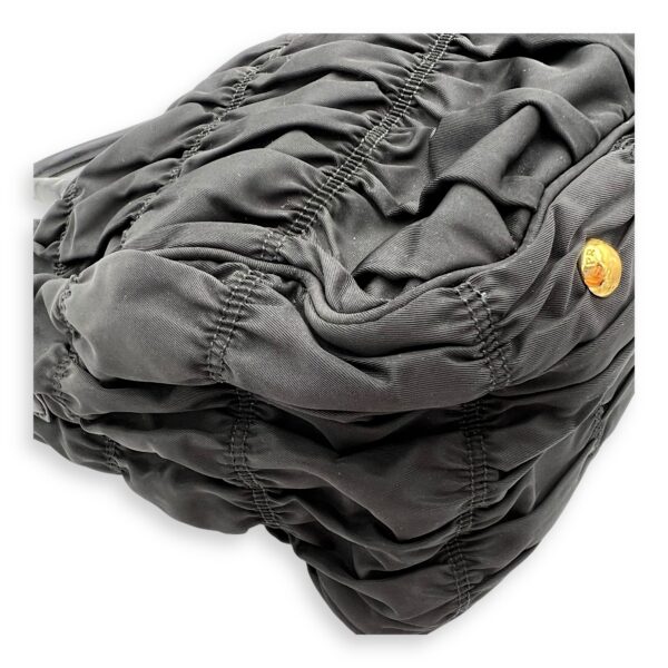 Gaufre Top Handle Bag Black in Nylon, Gold hardware - Image 11