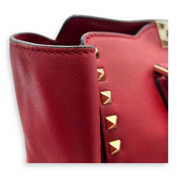Rockstud Top Handle Bag Red in Calfskin, Gold hardware - Image 11