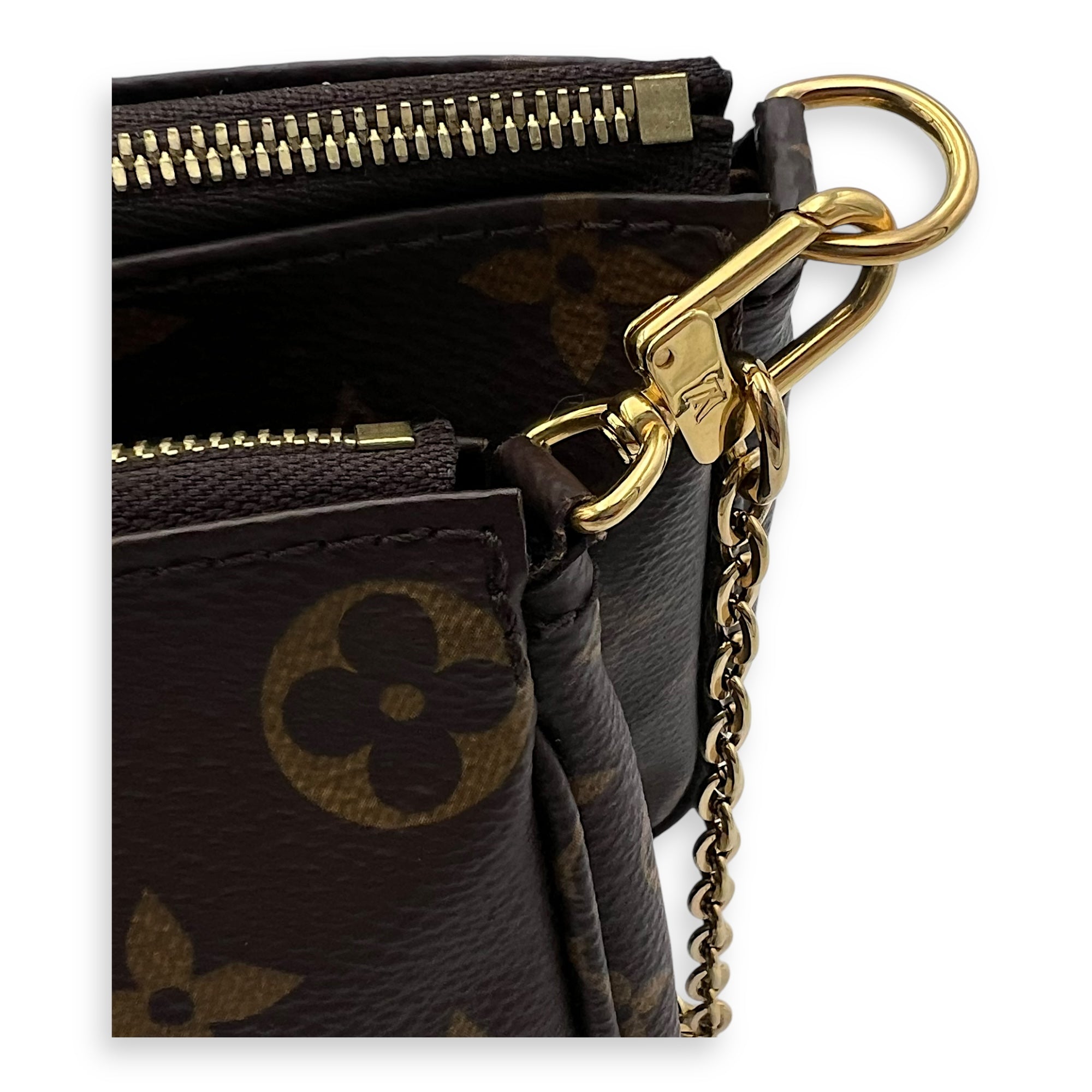 Multi-Pochette Accessoires Crossbody Bag Brown in Monogram Coated Canvas, Gold hardware - Image 11