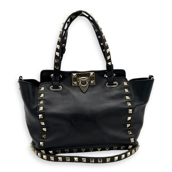 Rockstud Top handle bag in Calfskin, Silver Hardware - Image 12