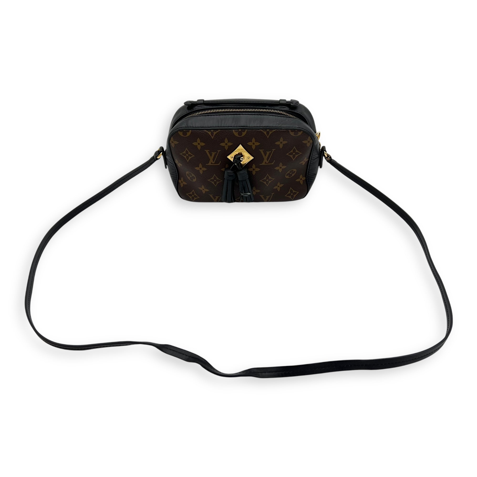 Saintonge Crossbody Bag Small Black in Monogram Coated Canvas, Gold hardware - Image 11