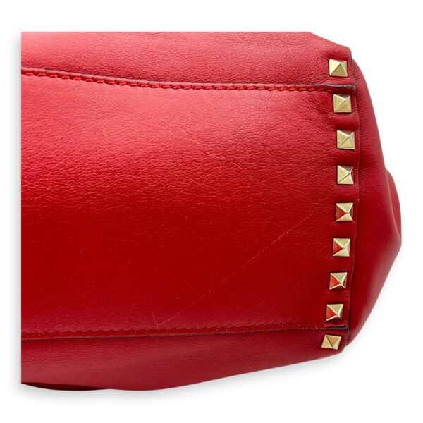 Rockstud Top Handle Bag Red in Calfskin, Gold hardware - Image 12