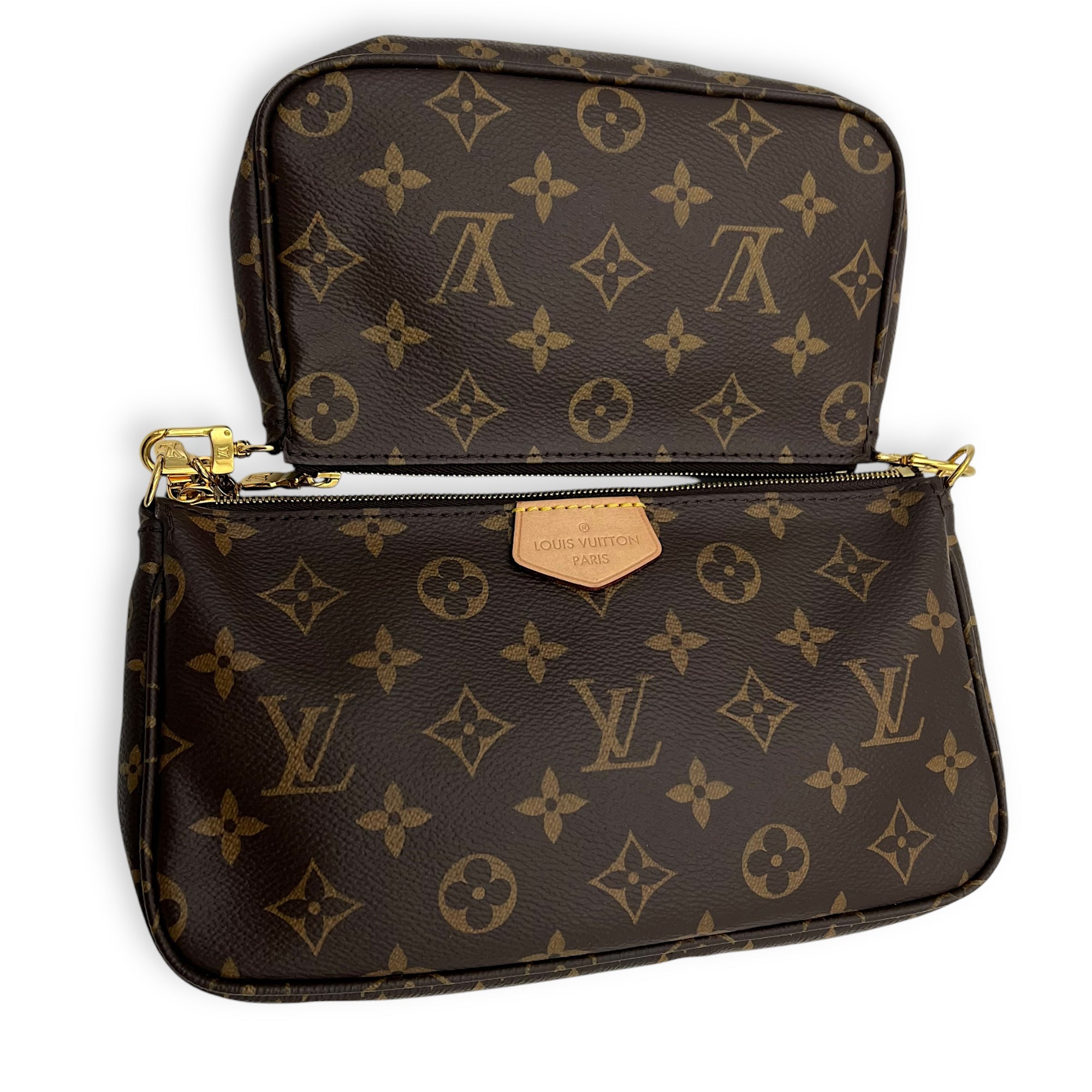 Multi-Pochette Accessoires Crossbody Bag Brown in Monogram Coated Canvas, Gold hardware - Image 12