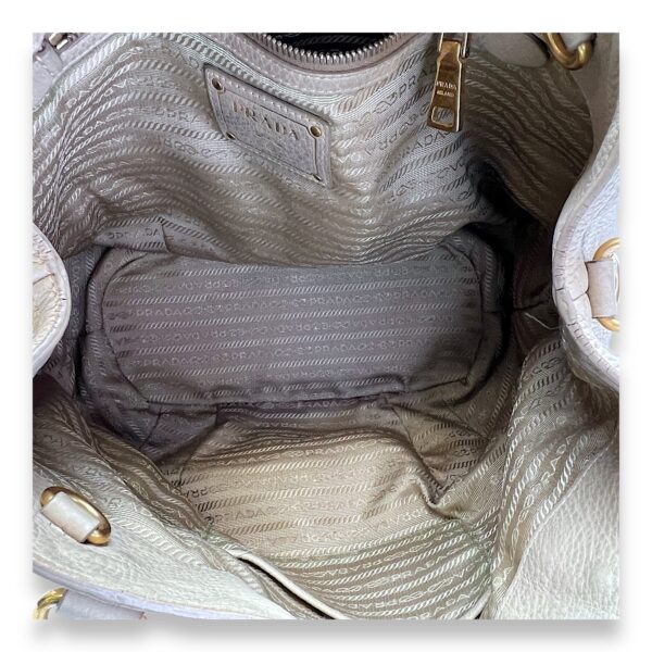 Logo Beige Top Handle Bag in Calfskin, Gold hardware - Image 13