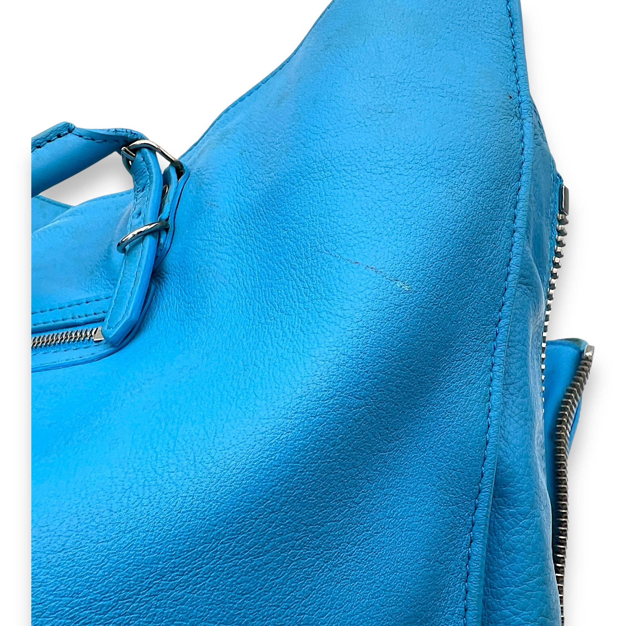 Papier Tote Bag Blue in Calfskin, Silver hardware - Image 13