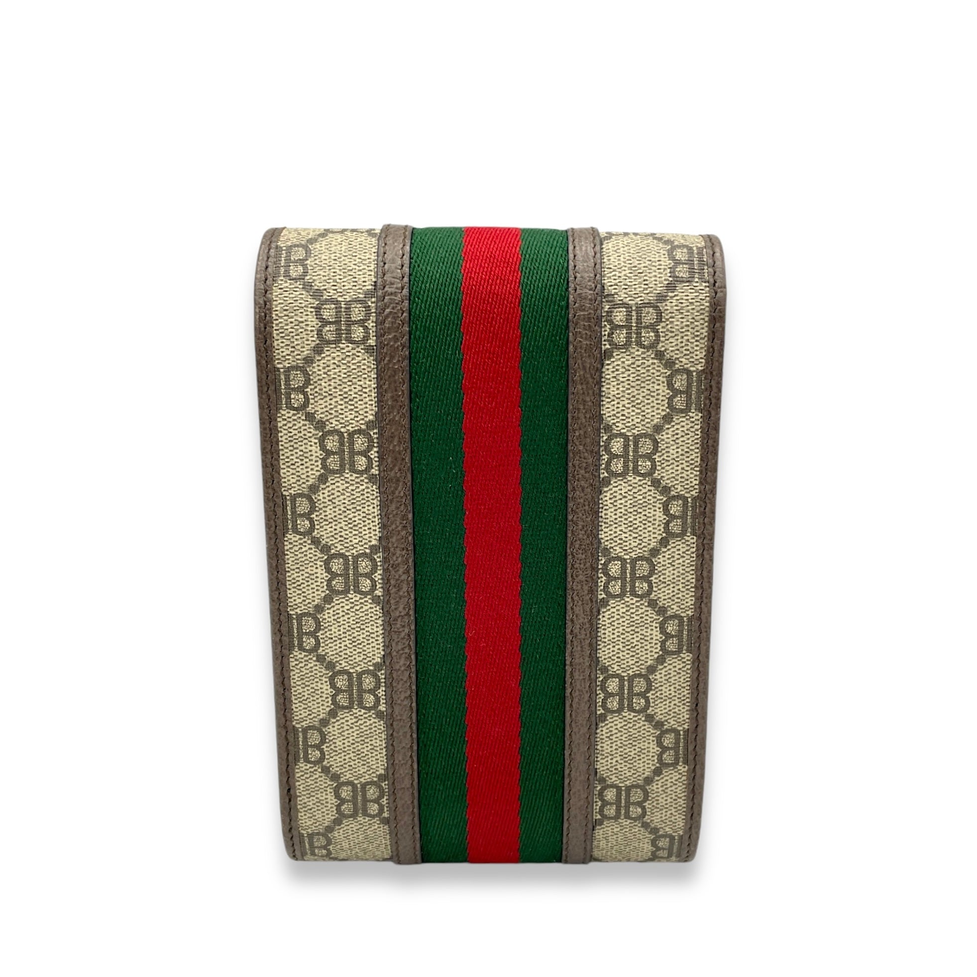 x Gucci The Hacker Project Web Phone Crossbody Bag Brown in Monogram Coated Canvas, Gold hardware - Image 2