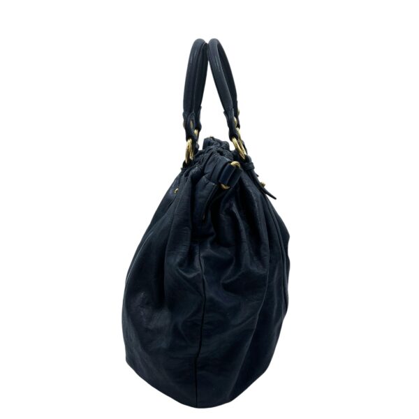 Vitello Lux Blue Top Handle Bag in Distressed Leather, Gold hardware - Image 2