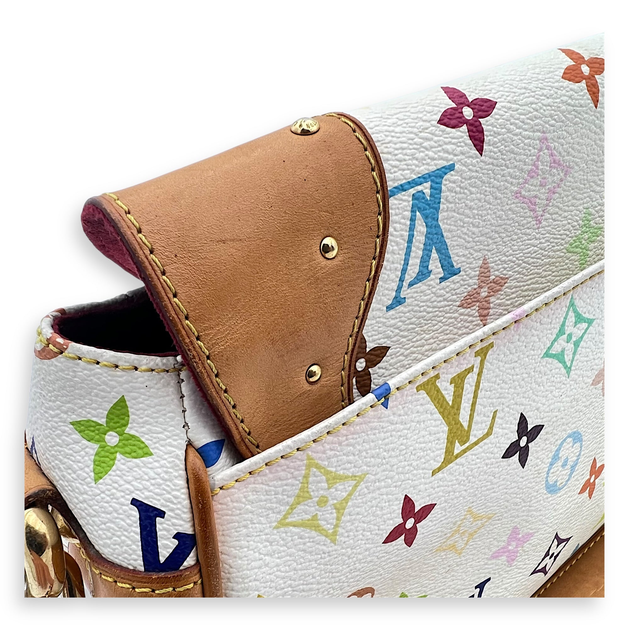 Takashi Murakami Beverly White Shoulder Bag in Coated Canvas, Gold hardware - Image 13