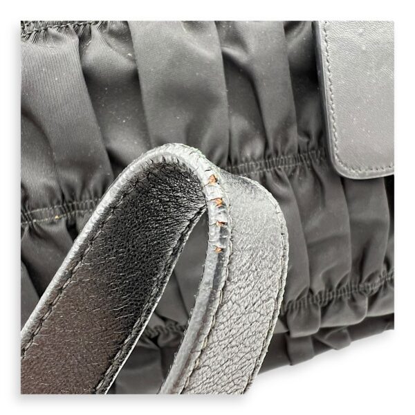 Gaufre Top Handle Bag Black in Nylon, Gold hardware - Image 13