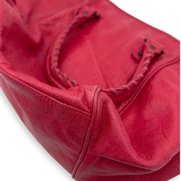 Sunday Red Top Handle Bag in Distressed Leather, Gunmetal hardware - Image 6