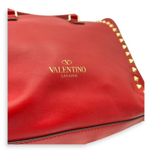 Rockstud Top Handle Bag Red in Calfskin, Gold hardware - Image 13