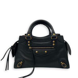 Neo Classic Top Handle Bag Black in Calfskin, Gold hardware