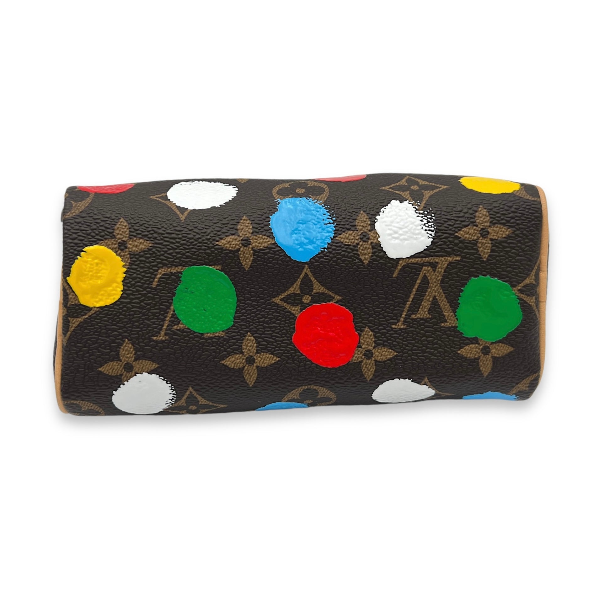 Speedy Bandouliere X Yayoi Kusama Nano Brown Top Handle Bag in Monogram Coated Canvas, Gold hardware - Image 5