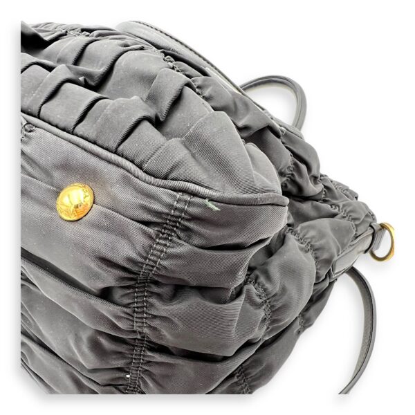 Gaufre Top Handle Bag Black in Nylon, Gold hardware - Image 14
