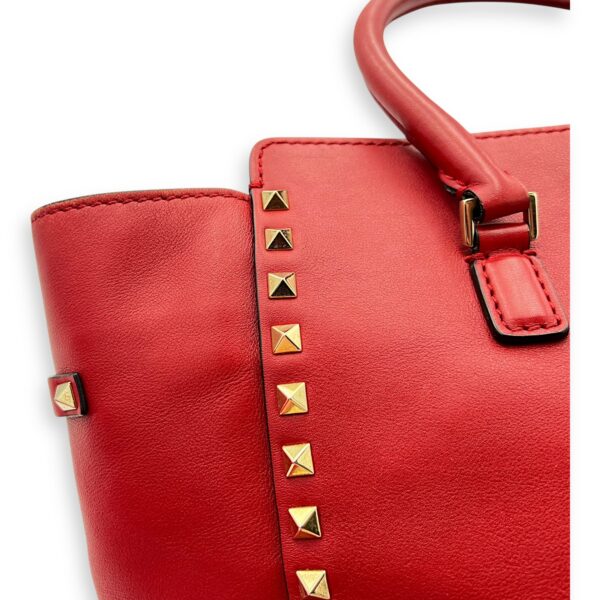 Rockstud Top Handle Bag Red in Calfskin, Gold hardware - Image 14