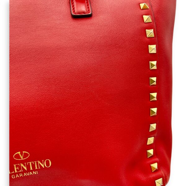 Rockstud Top Handle Bag Red in Calfskin, Gold hardware - Image 18