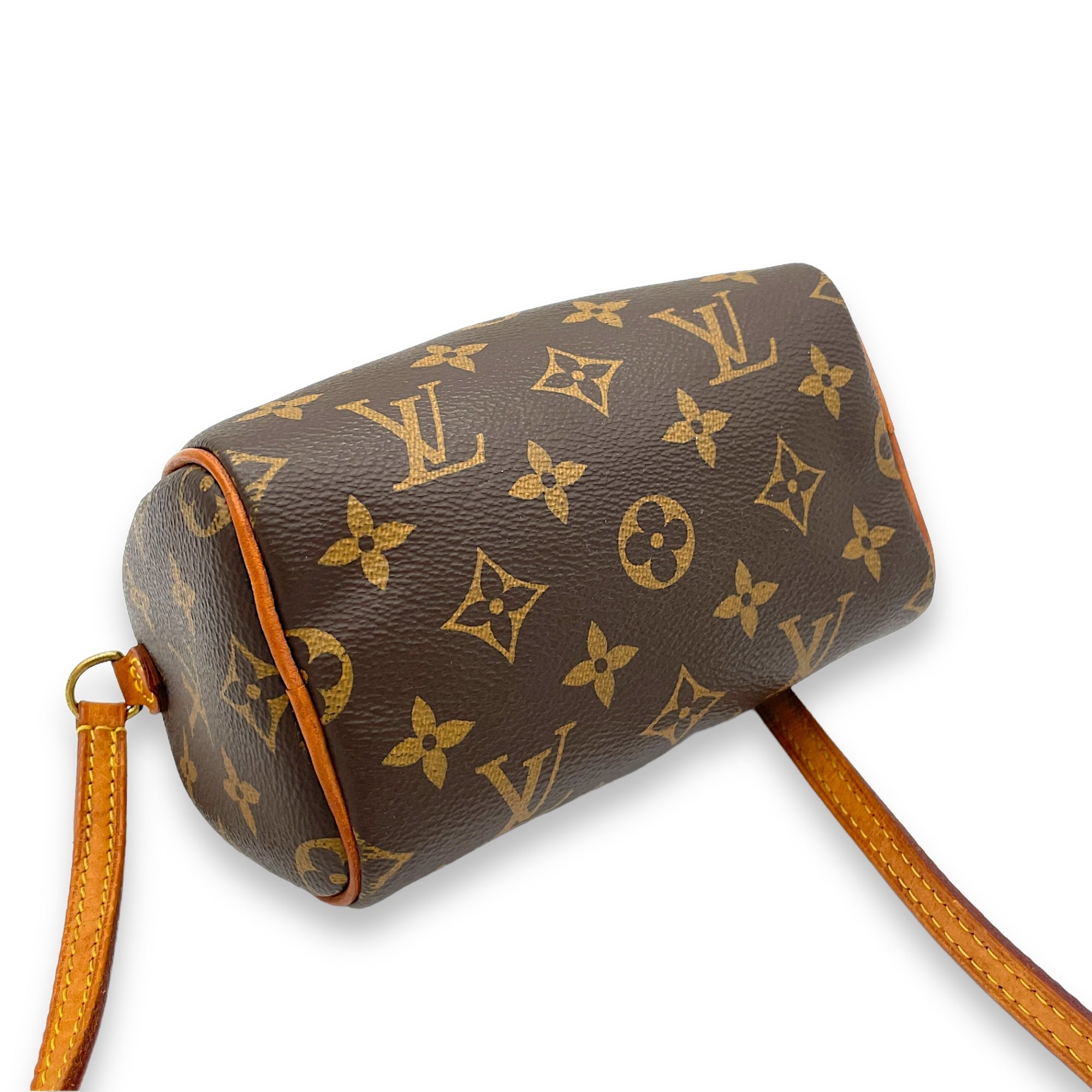 Speedy Bandouliere Top Handle Bag Nano Brown in Monogram Coated Canvas, Gold hardware - Image 5