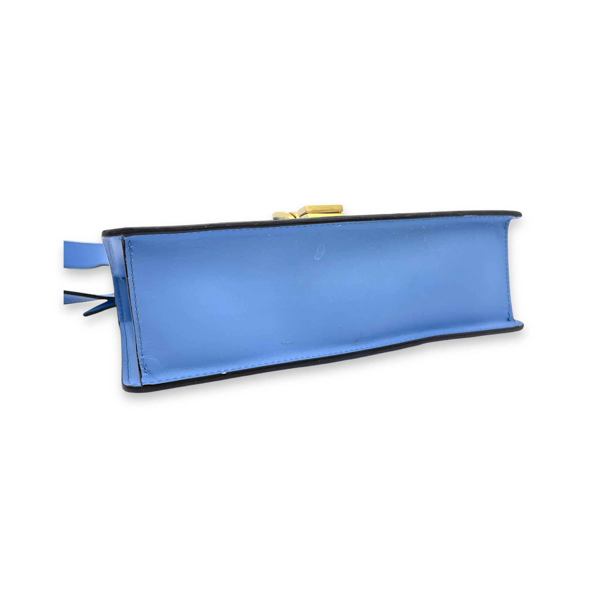 Sylvie Small Blue Shoulder Bag in Calfskin, Gold hardware - Image 5