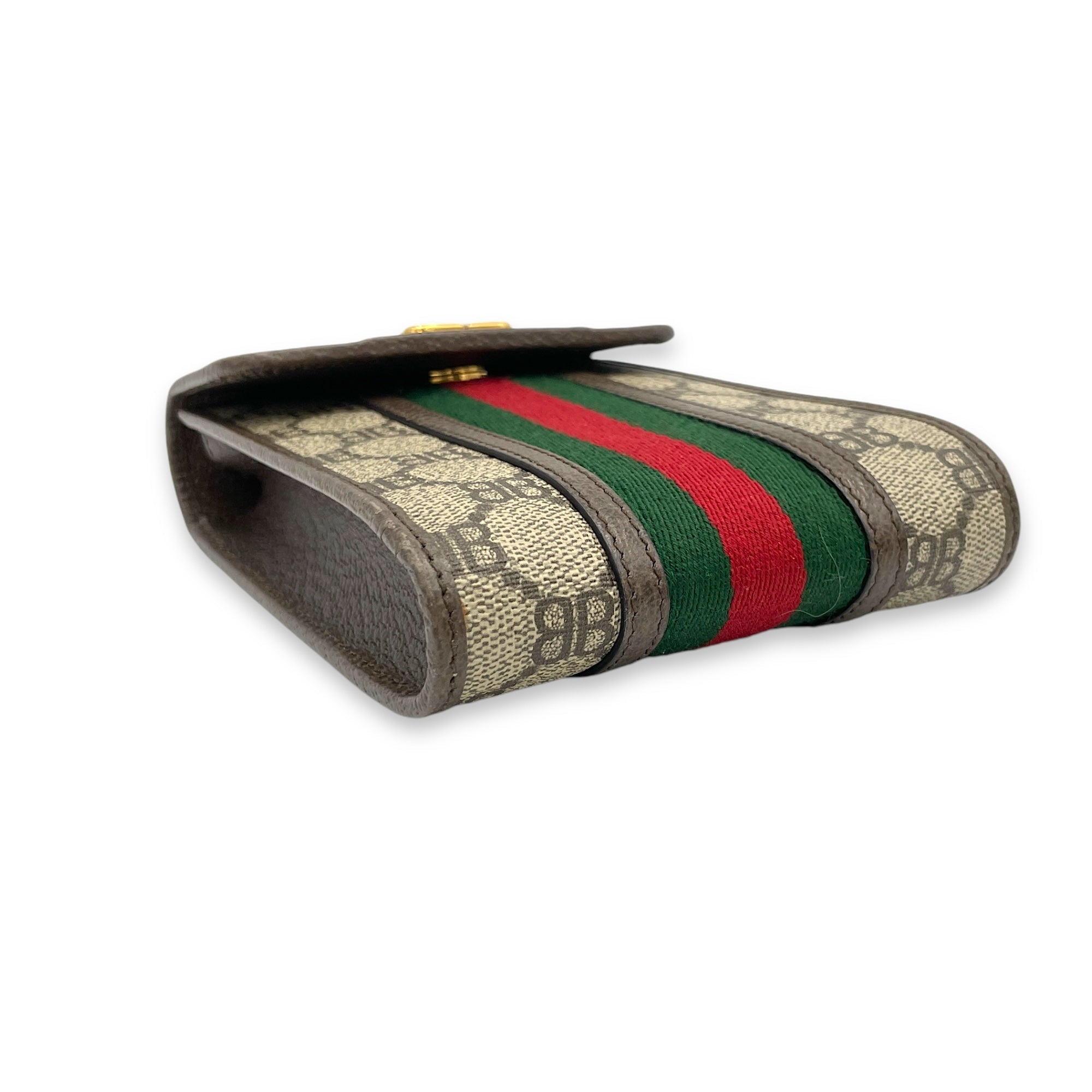 x Gucci The Hacker Project Web Phone Crossbody Bag Brown in Monogram Coated Canvas, Gold hardware - Image 5