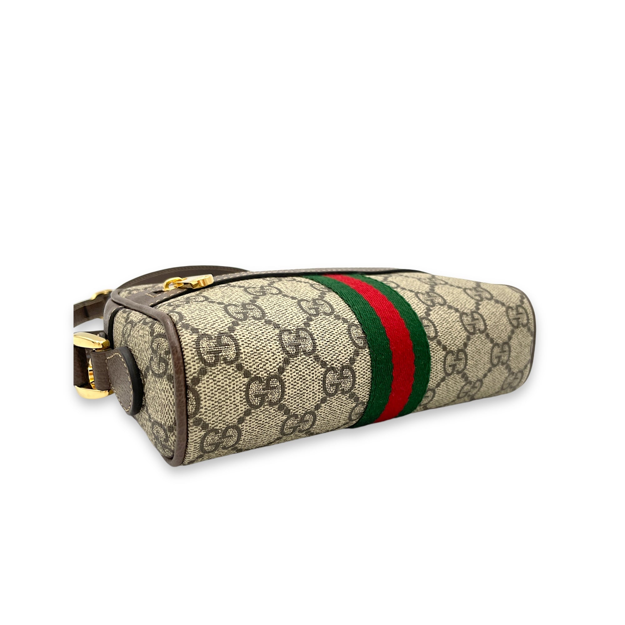 GG Supreme Web Ophidia Brown Crossbody Bag in Monogram Coated Canvas, Gold hardware - Image 5