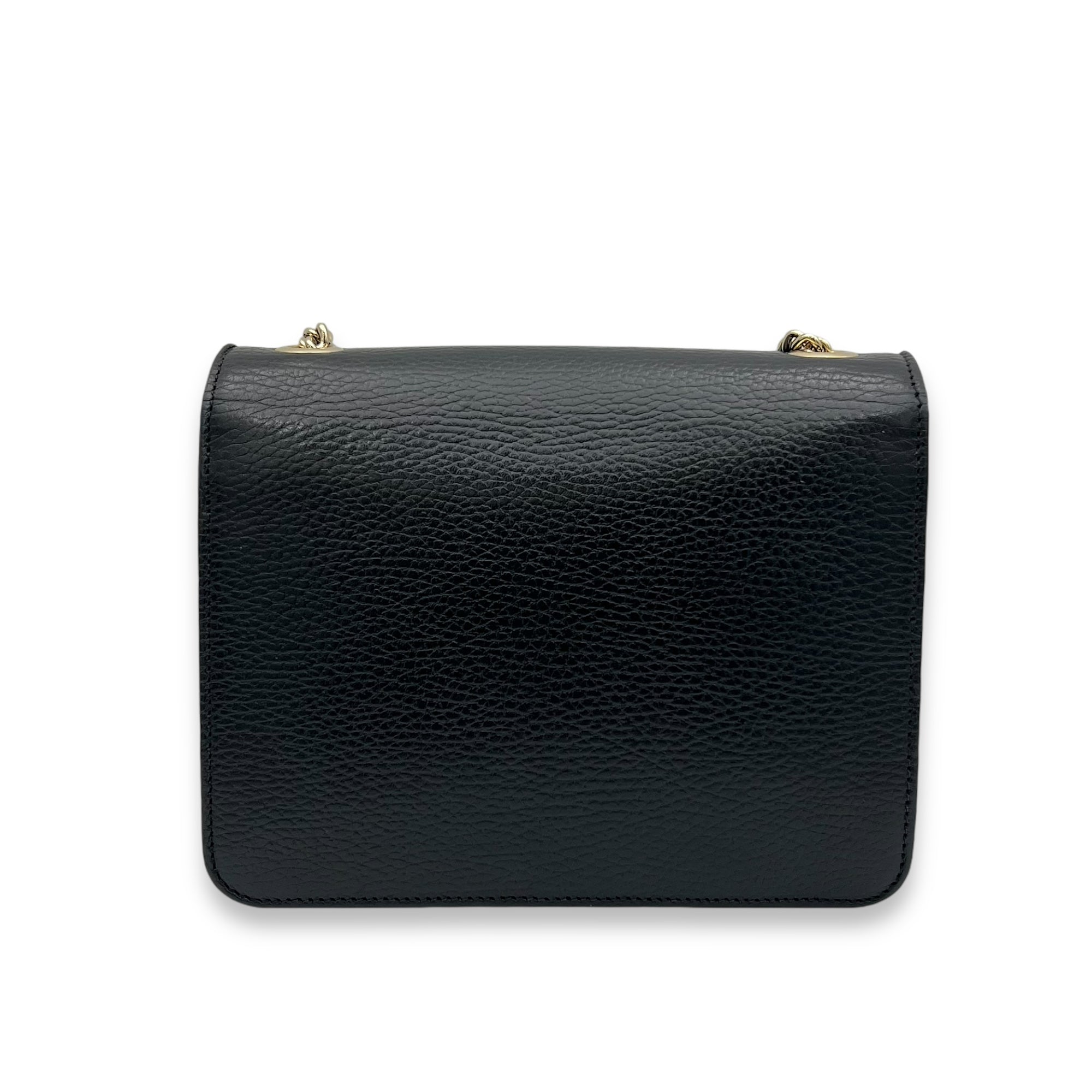 Interlocking G Small Black Crossbody Bag in Calfskin, Light Gold hardware - Image 2