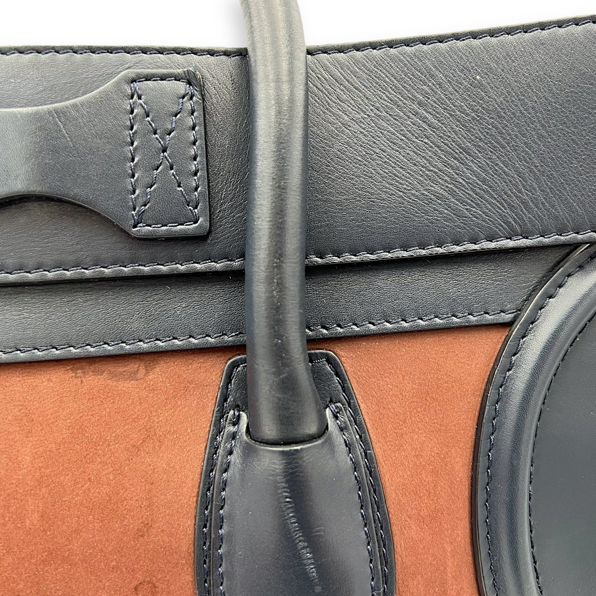 Luggage Mini Multi-colour Top Handle Bag in Suede Leather, Gold hardware - Image 14