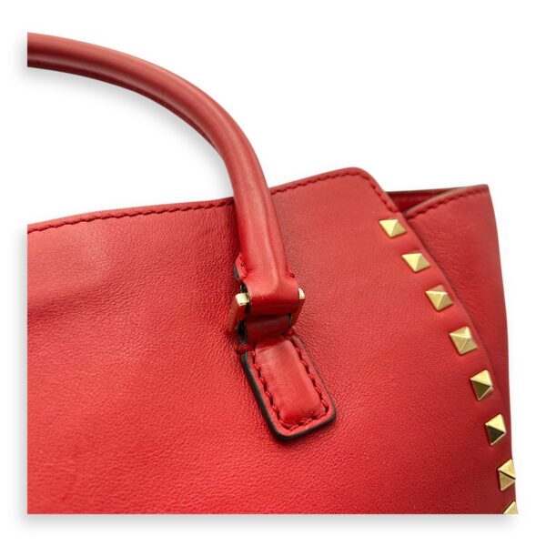 Rockstud Top Handle Bag Red in Calfskin, Gold hardware - Image 15
