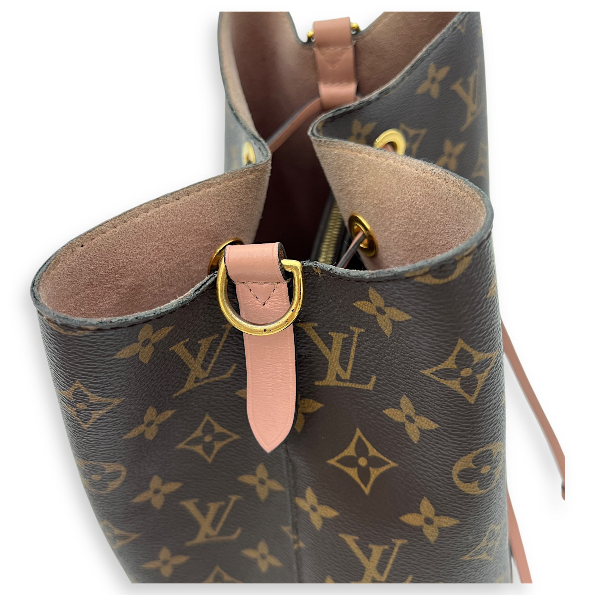 NeoNoe MM Brown Bucket Bag in Monogram Coated Canvas, Gold hardware - Image 13
